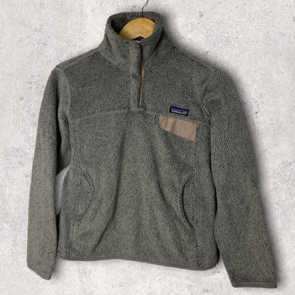 Patagonia Synchilla T Snap Fleece Pullover Sweater Grey Brown Size Small Hiking - Picture 1 of 10
